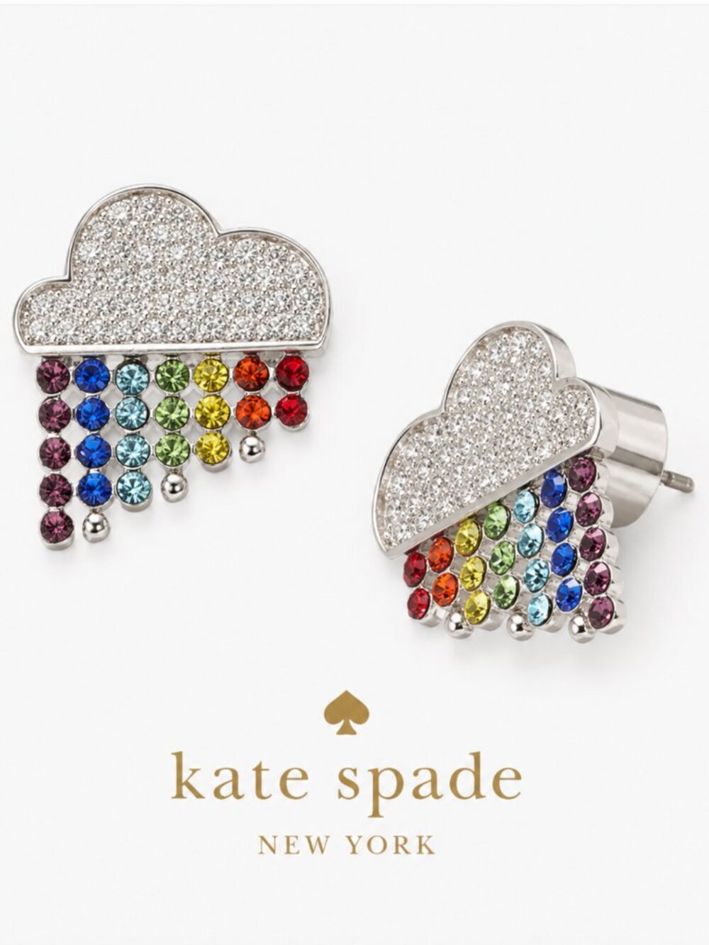 Kate Spade New York Pavé Crystal Rainbow Cloud Stud Earrings